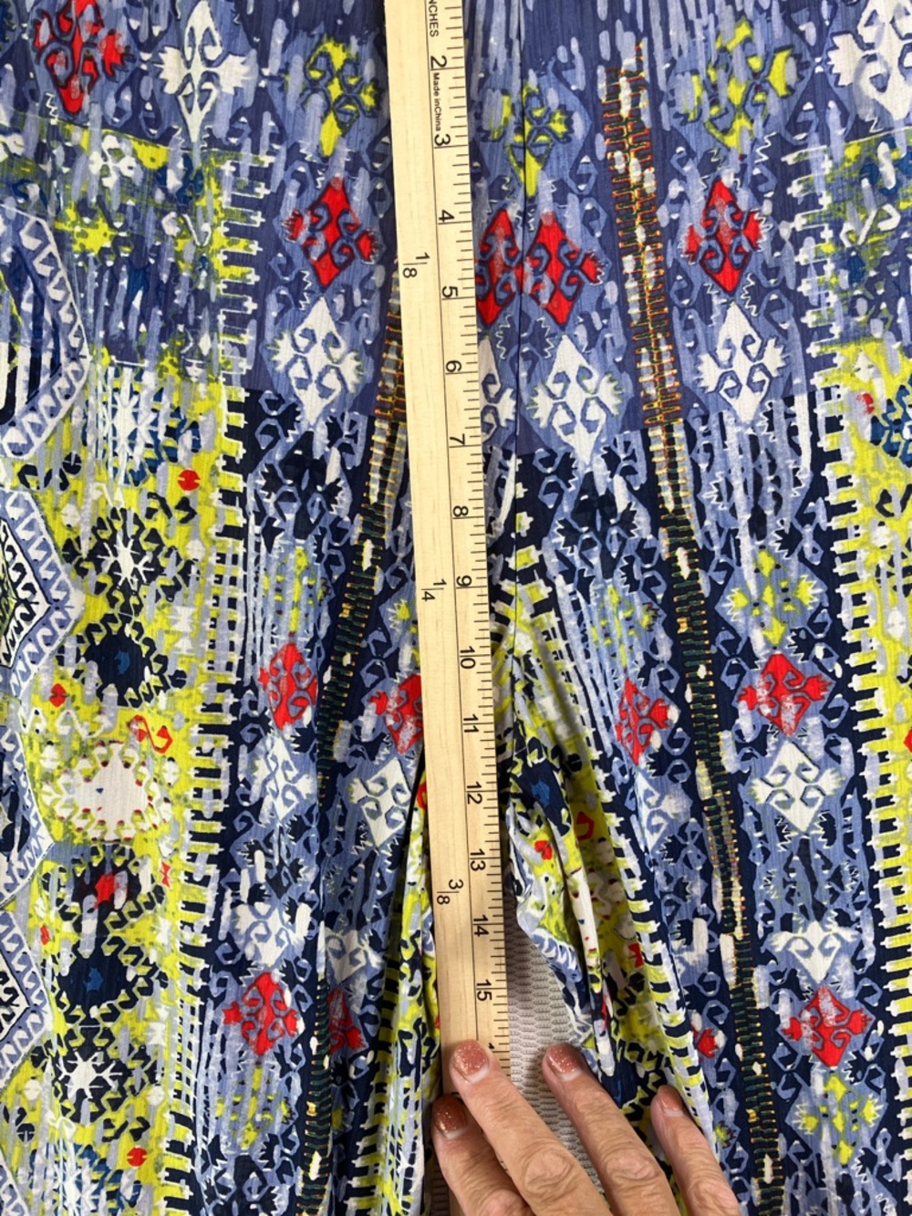 Energie Blue Multi Printed Pleated Wide-Leg Pants - Picture 7 of 11